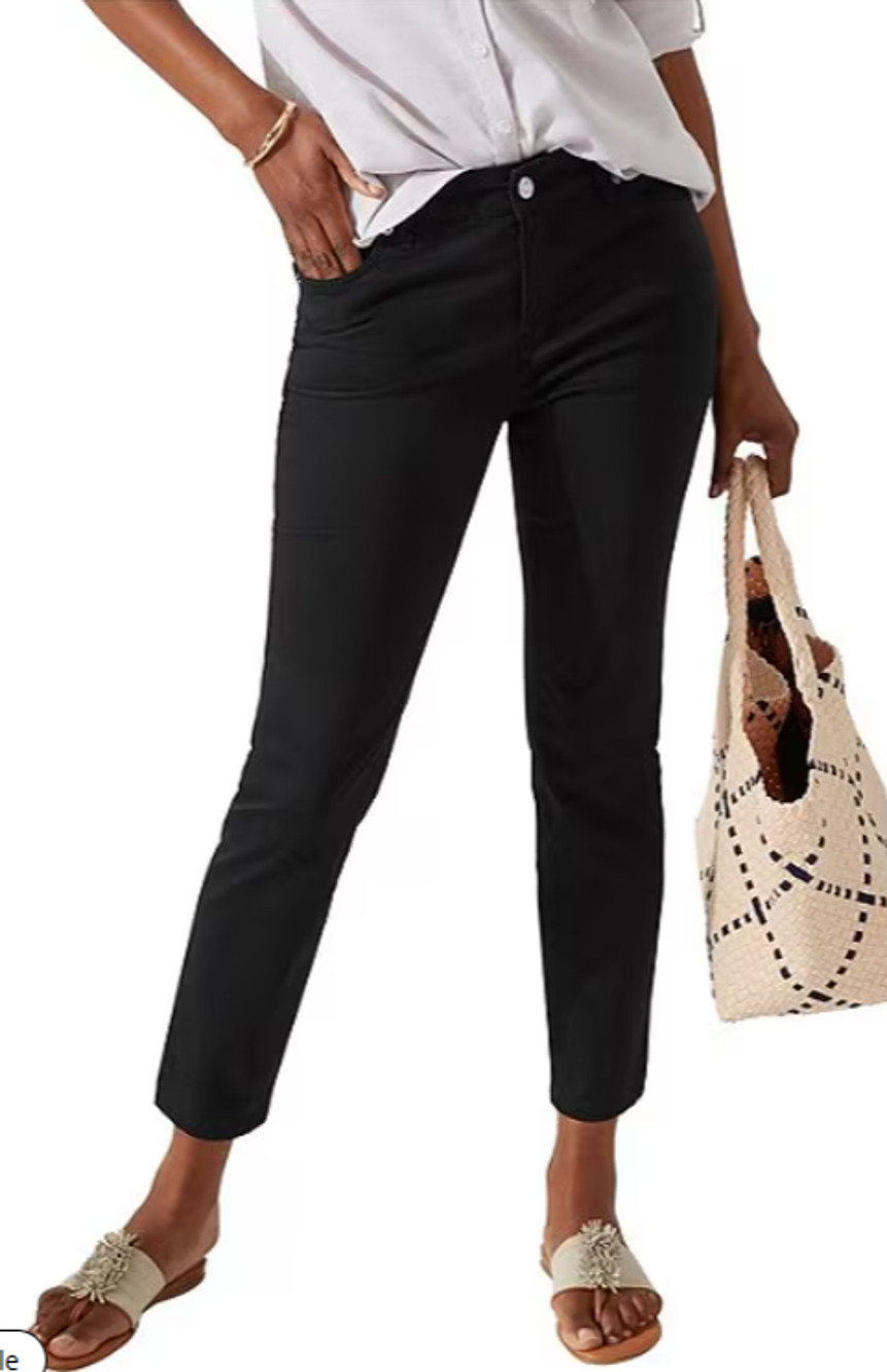 Tommy Bahama Boracay Beach Cotton Blend Stretch Sateen High Rise Ankle Jeans 10